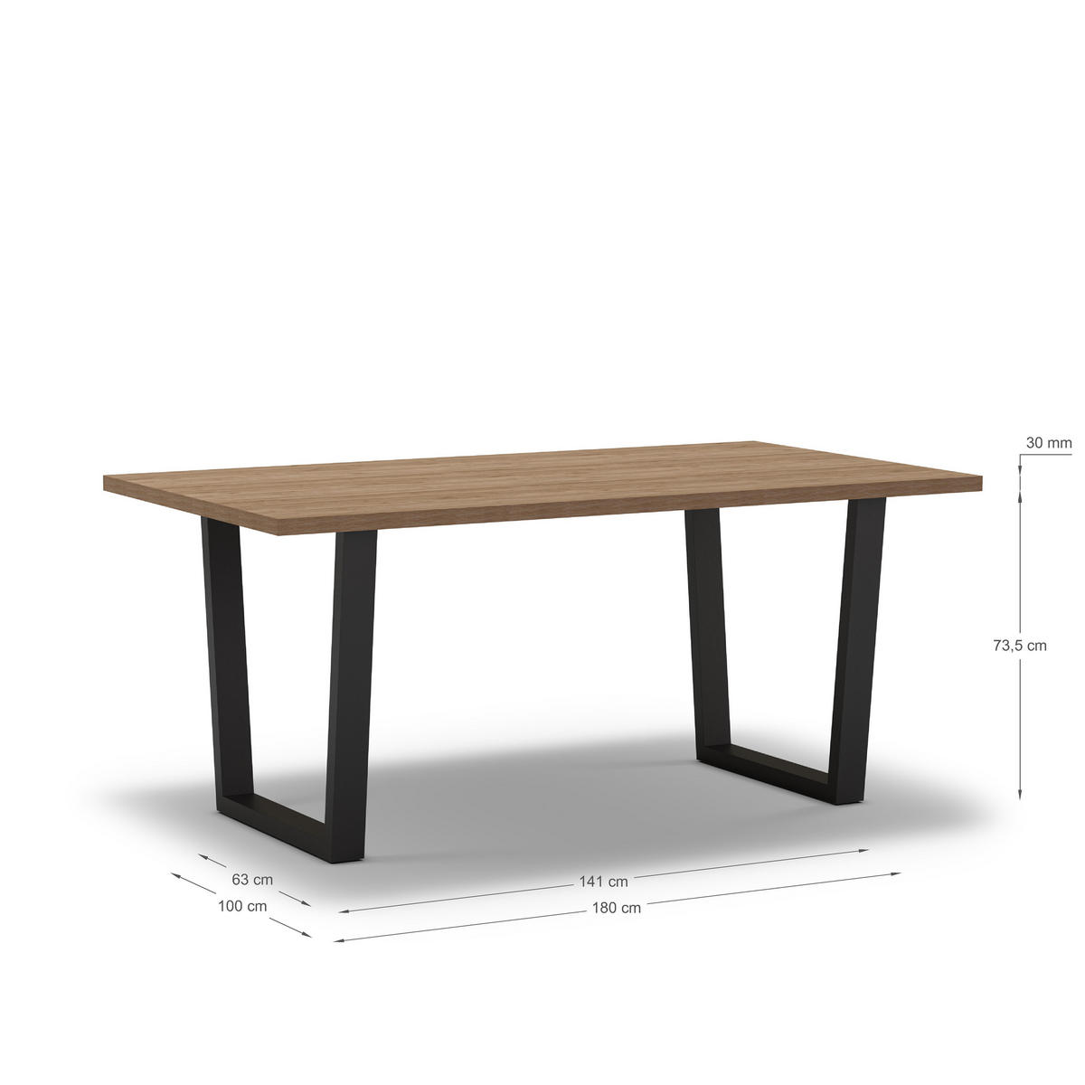 ESSTISCH Francesca Braun 180/100/75 cm - Braun, Keramik (180/100/75cm)