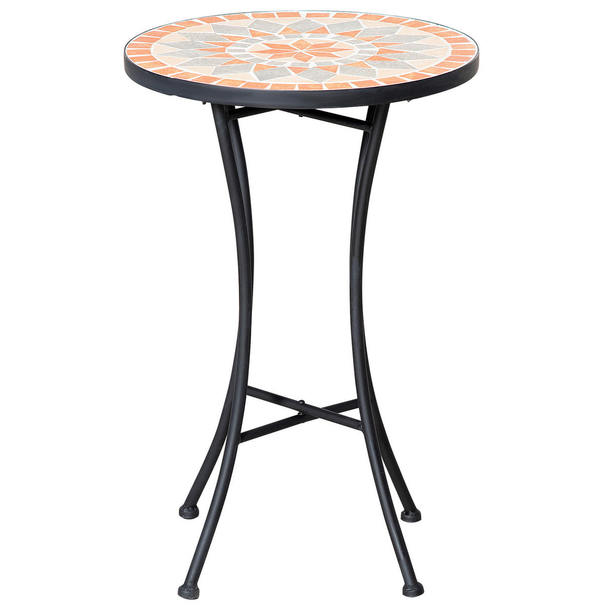 BEISTELLTISCH DE-07305 rund mit Mosaik-Muster Gelb/Grau - Gelb/Schwarz, Keramik/Metall (35.5/35.5/53.5cm) - ComfortXL