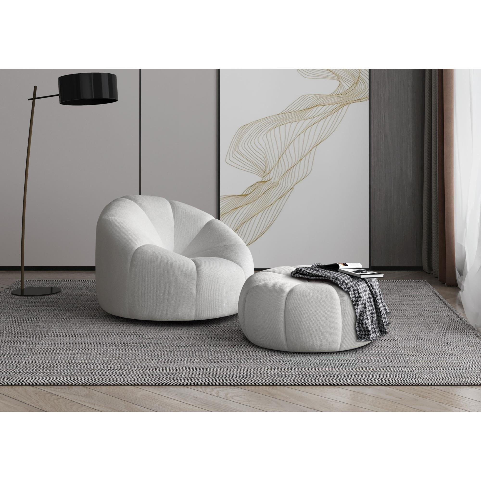 SESSEL RADIUS, Polstersessel Klassisch Loungesessel, Velours-Stoff Weiß - Weiß, Holz/Metall (96/68/95cm) - MASSENO