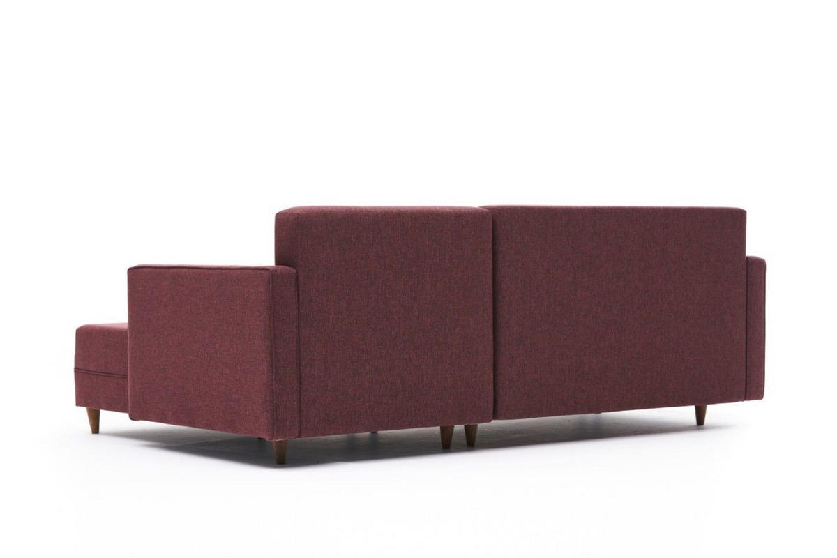 ECKSOFA mit Schlaffunktion, 215 cm Gesamtbreite - Rot/Braun, Holz/Buchenholz (150/215cm) - myHomelando