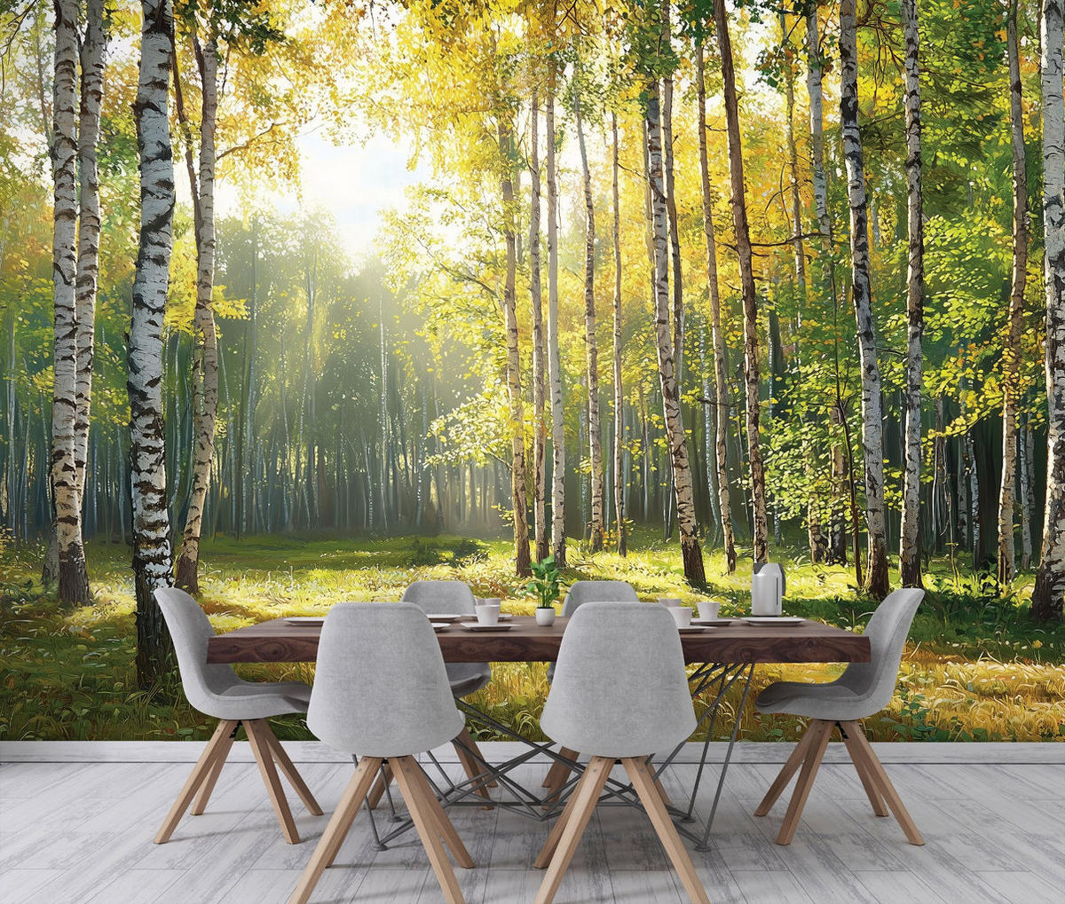 FOTOTAPETE 3D Effekt Wald Wohnzimmer 400x280 - Multicolor, Papier (400/280cm) - Wallarena