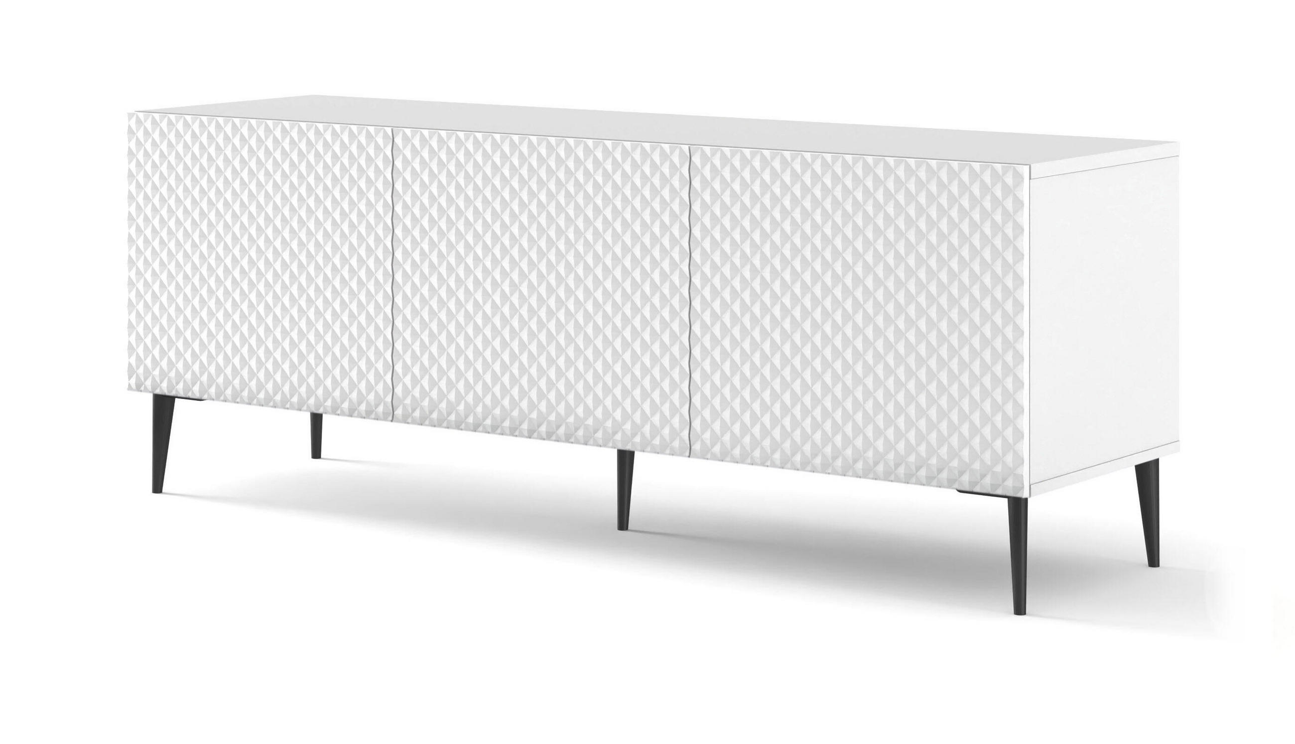 Furnlux Tv-Lowboard Weiß, Schwarz 150x56x42 cm