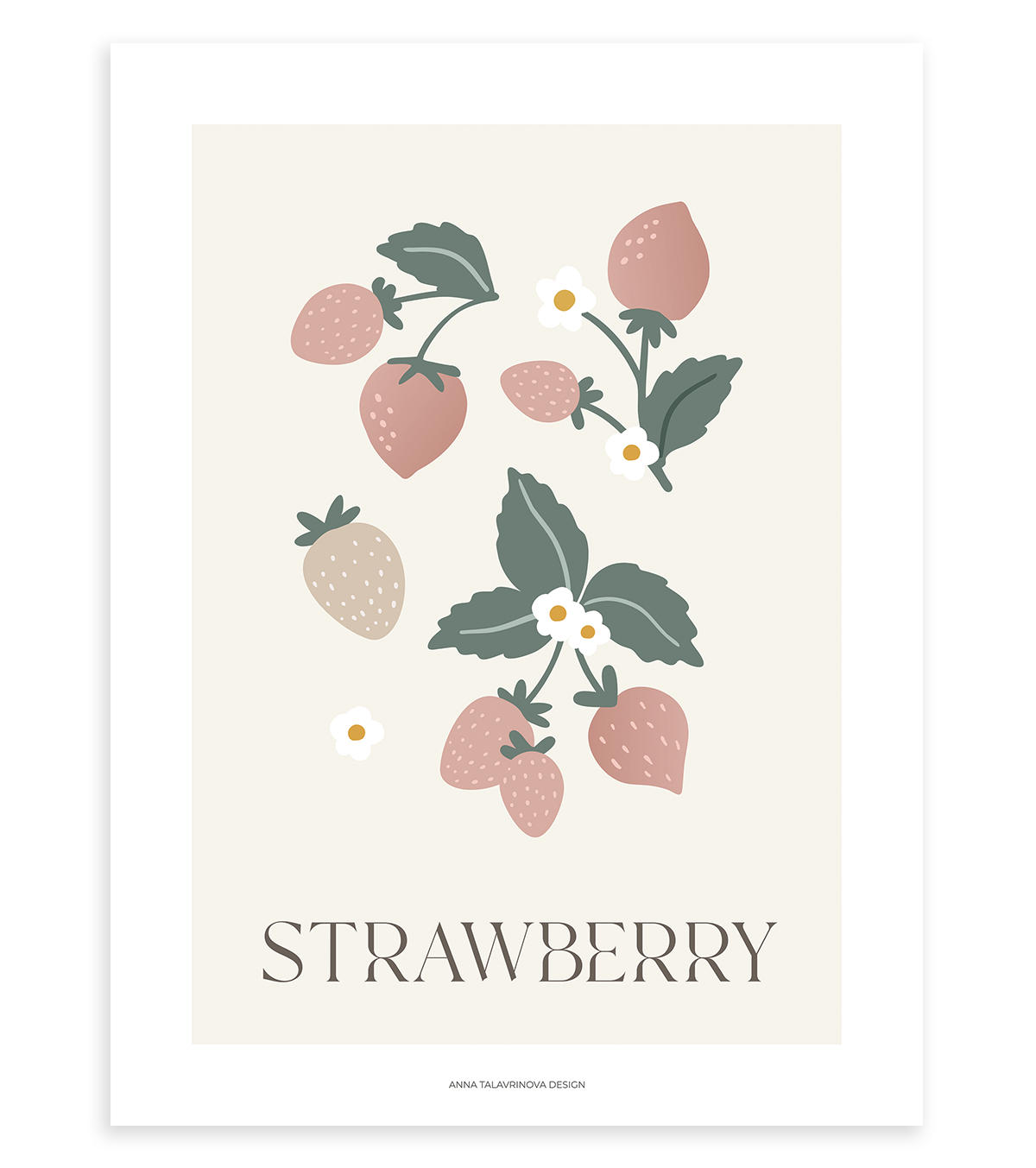POSTER Erdbeere, 30x40 cm - Beige, Papier (30/1/40cm) - Lilipinso