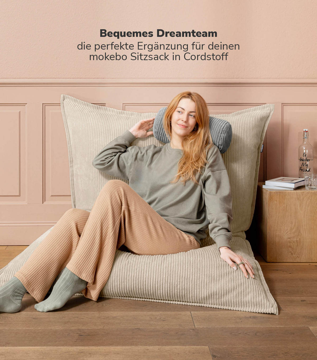 NACKENKISSEN Das Nickerchen - Grau, Textil (17.5/37cm) - Mokebo