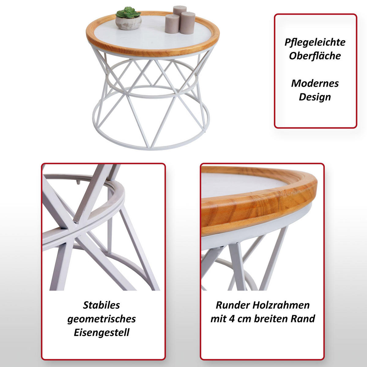 COUCHTISCH rund Weiß - Weiß, Holz (66/66/51cm) - MCW