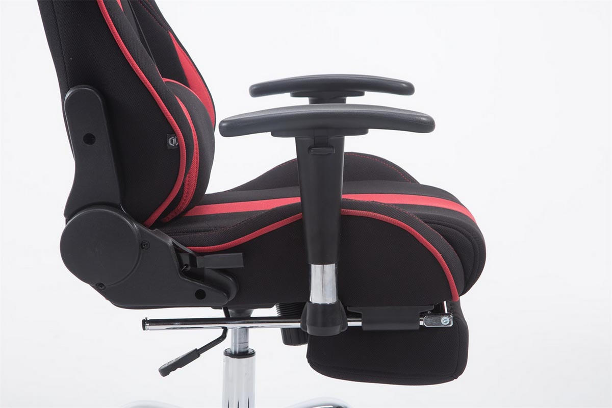 GAMINGSTUHL Limitless-2, Stoff mit Fußablage Schwarz/Rot - Rot, Textil/Metall (70/135/58cm) - TPFLiving