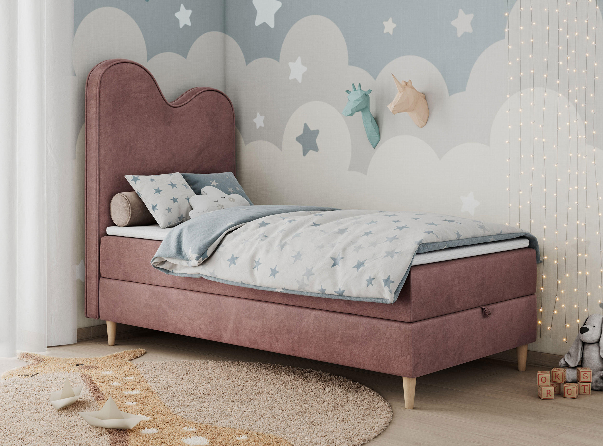 BOXBETT FLOW 90/180 Rosa Velvet hydrophob - H3 - Rosa, Holz/Textil (90/180cm) - MKS