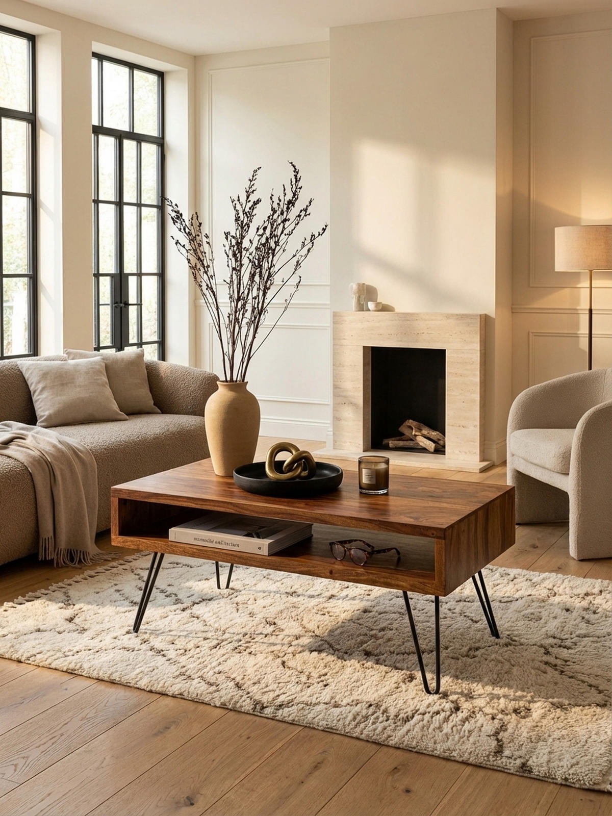 COUCHTISCH Sheeshamholz, Pulverbeschichtet mit Ablagefach, Maße 100x40x50 cm - Schwarz/Braun, Holz/Metall (50/100/40cm) - KADIMA DESIGN