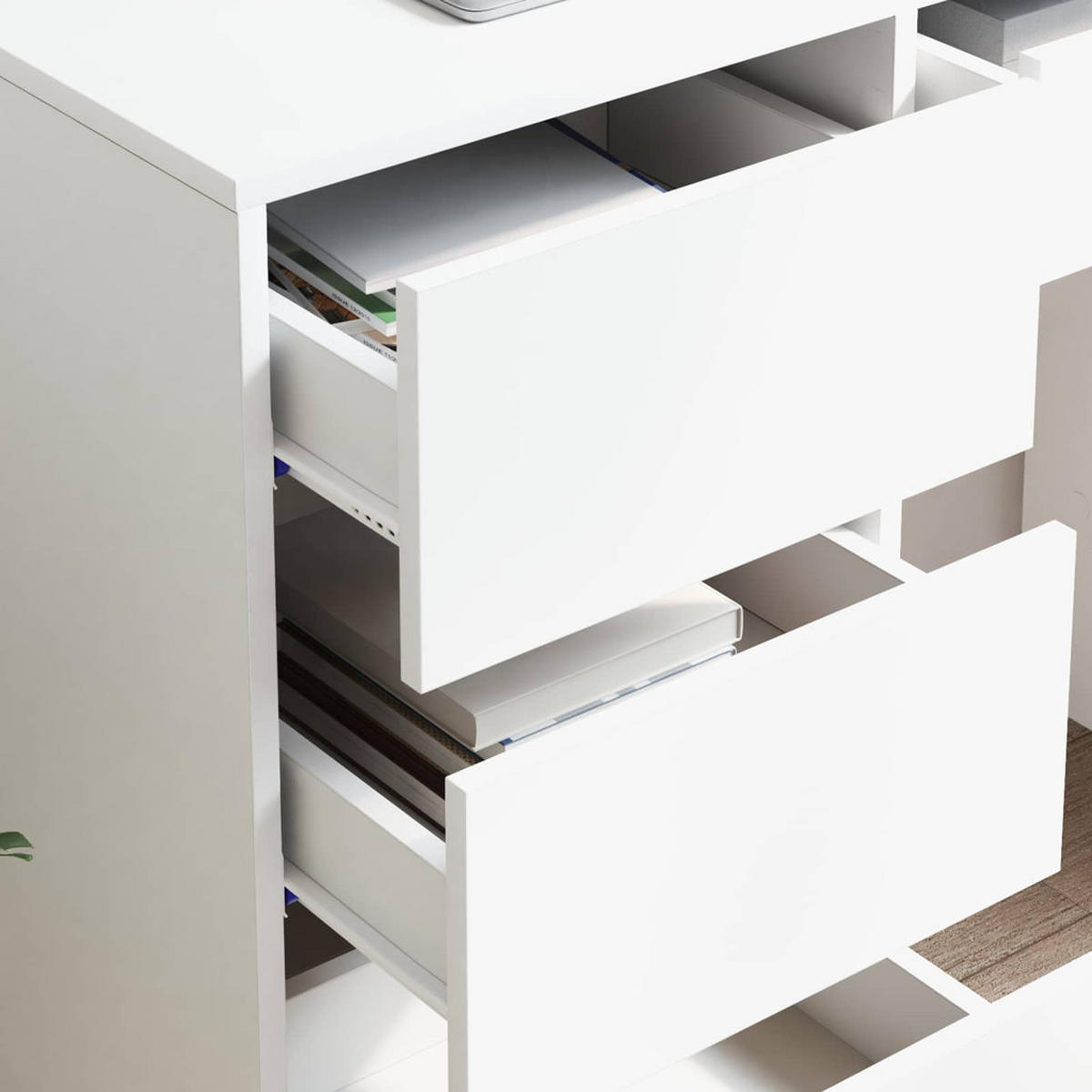 SCHREIBTISCH Mit Speicher Weiss 90/37,5/75 Cm Holzwerkstoff - Weiß, Holzwerkstoff (90/37.5/75cm) - vidaXL