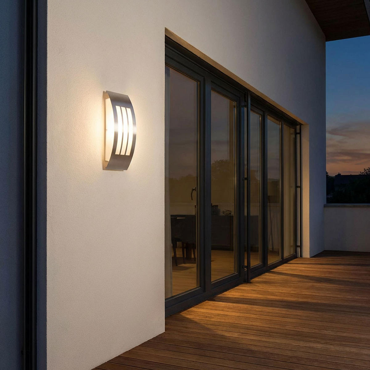 WANDLEUCHTE CORNUS Edelstahl Silber opal 2er Set - Silberfarben, Metall (10/32/9cm) - Globo Lighting