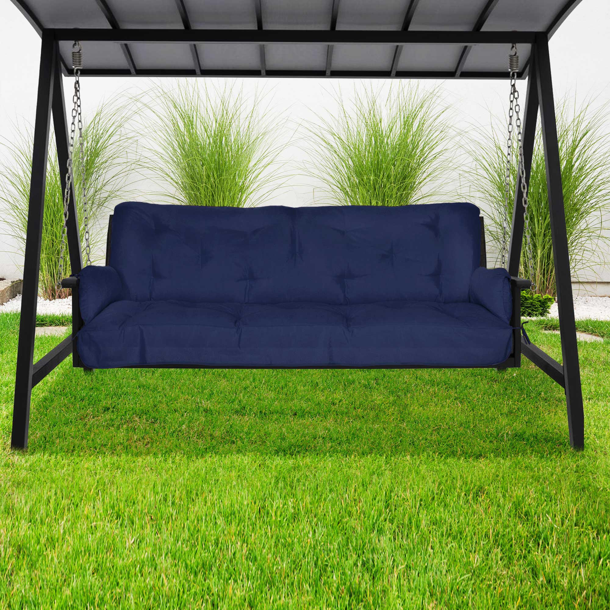 HOLLYWOODSCHAUKELAUFLAGE Flair HS 180/50/8cm Dunkelblau - Dunkelblau, Textil (50/8/180cm) - Beautissu 