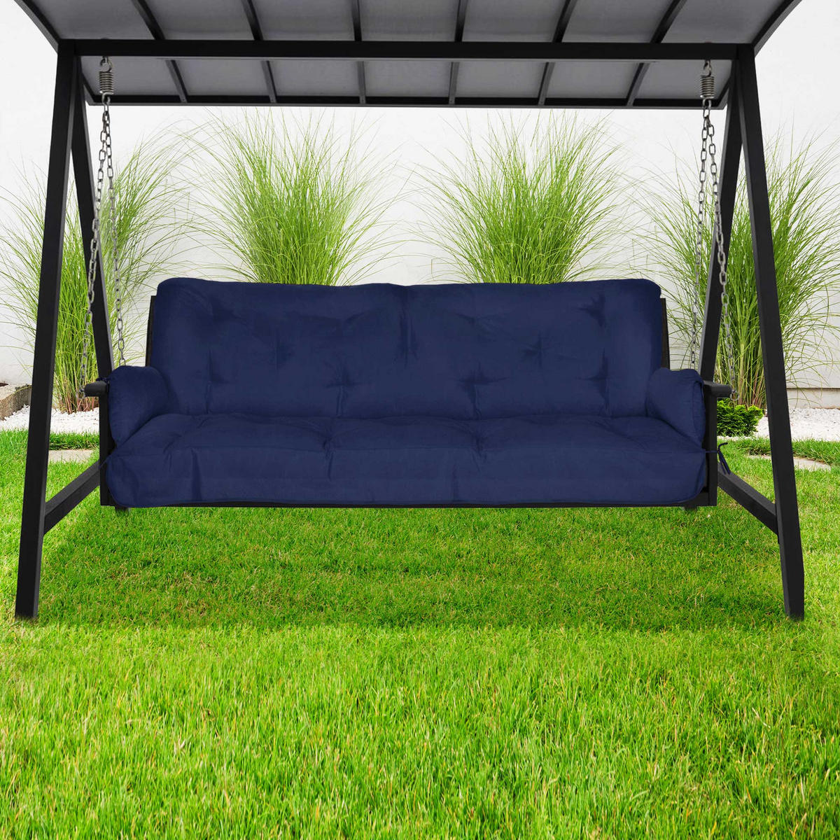 HOLLYWOODSCHAUKELAUFLAGE Flair HS 180/50/8cm Dunkelblau - Dunkelblau, Textil (50/8/180cm) - Beautissu 