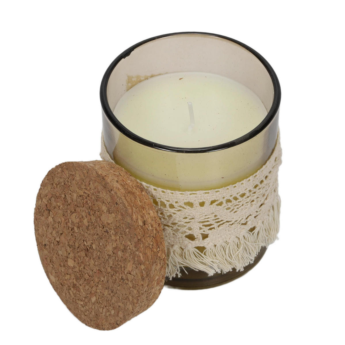 DUFTKERZE mit Korkdeckel 9/9/10 cm - Beige, Paraffin (10cm) - Homea