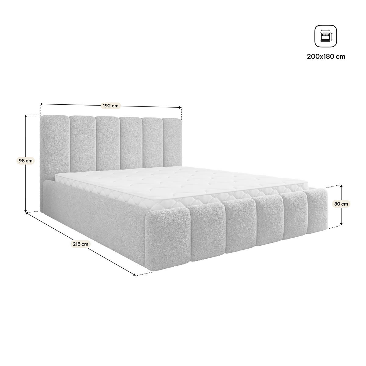 POLSTERBETT ATTORA Q 180x200 cm mit Bettkästen - Grau - Grau, Holz (180/200cm) - MASSENO