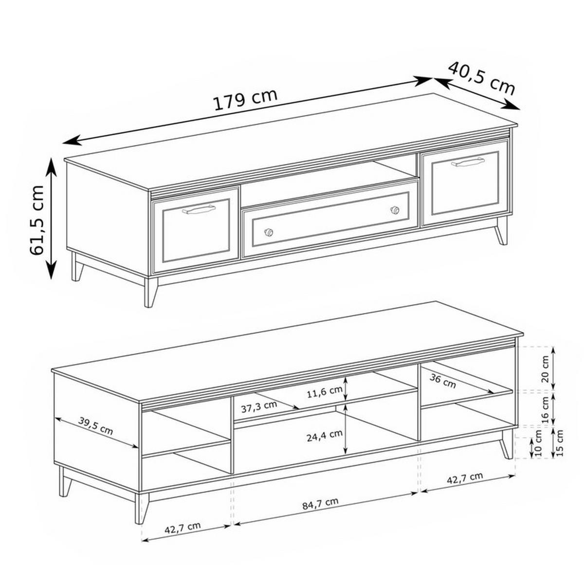 TV-LOWBOARD DIUNA 179 cm, Kaschmir - Kaschmir, Holzwerkstoff/Kunststoff (179/61.5/40.5cm) - Idohome