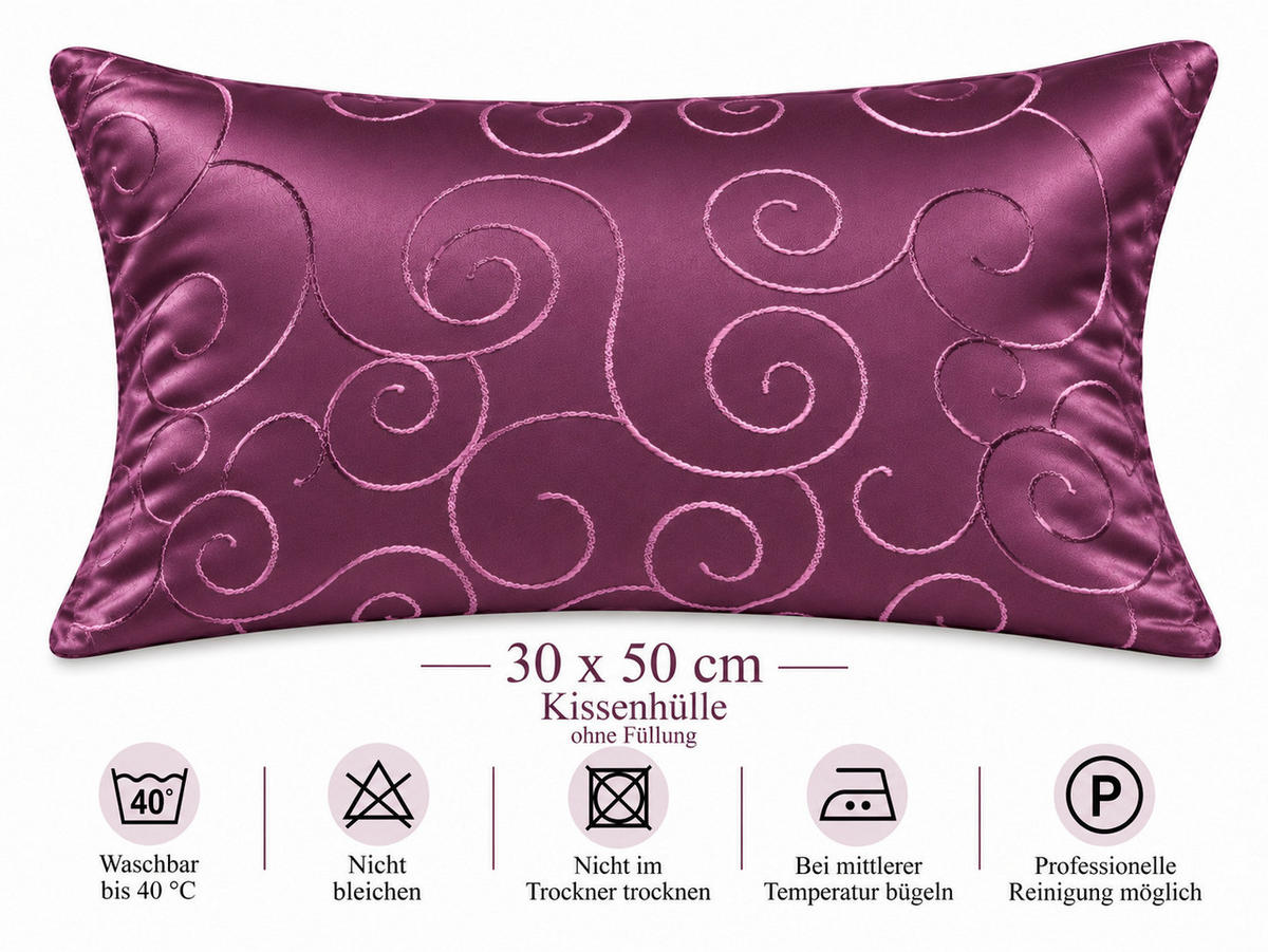 KISSENBEZUG 30x50 cm Lila Damast Circle - Lila, Textil (30/50cm) - TiborTex