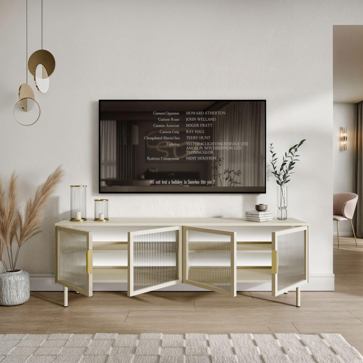 TV-ELEMENT LINEA mit LED-Beleuchtung Kaschmir - Kaschmir, Holzwerkstoff (181/62/39cm) - Lookway