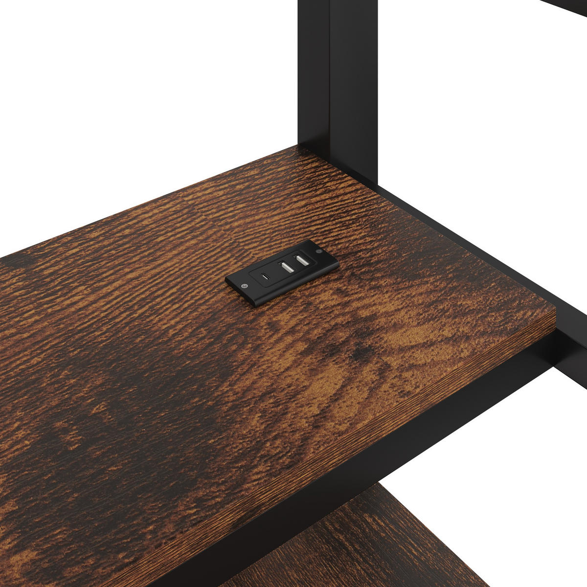 HOCHBETT 140/200 cm DE-04545, mit LED, Schreibtisch und Stauraum-Treppe in Schwarz - Schwarz, Metall (140/200cm) - ComfortXL