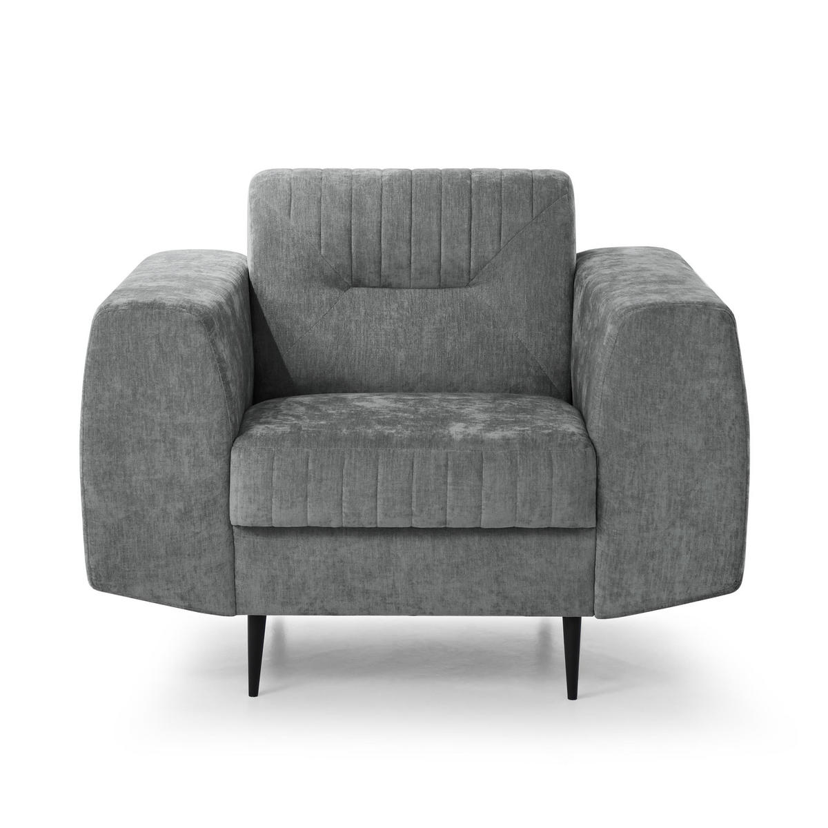 SESSEL Venezia mit Metallbeinen, dunkelgrau, 112 cm - Dunkelgrau/Schwarz, Holzwerkstoff/Metall (112/85/94cm) - Beautysofa