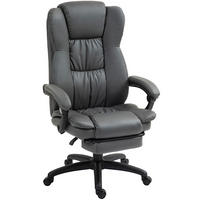 DREHSTUHL 68,5/68,5/113-121 cm dunkelgrau aus Kunstleder mit Massagefunktion und Fußstütze - Dunkelgrau, Leder (68.5/121/68.5cm) - OKWISH