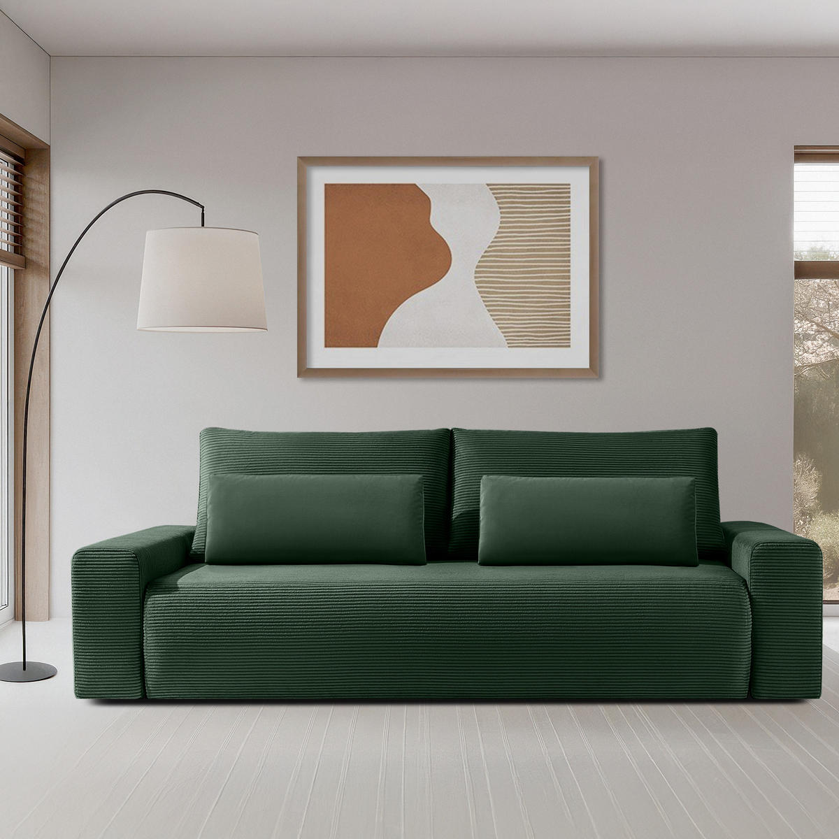 3-SITZER SCHLAFSOFA MOLLIS, Corduroy, Dunkelgrün - Dunkelgrün, Holz/Holzwerkstoff (250/93/108cm) - KONSIMO®