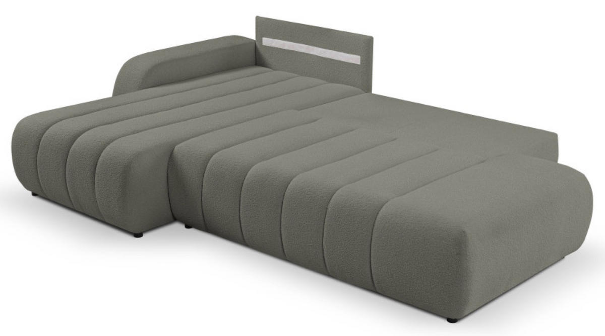 ECKSOFA Grau ALOO Schlaffunktion Links Stoff Bouclé - Grau, Textil (276/176cm) - Sepro Meble