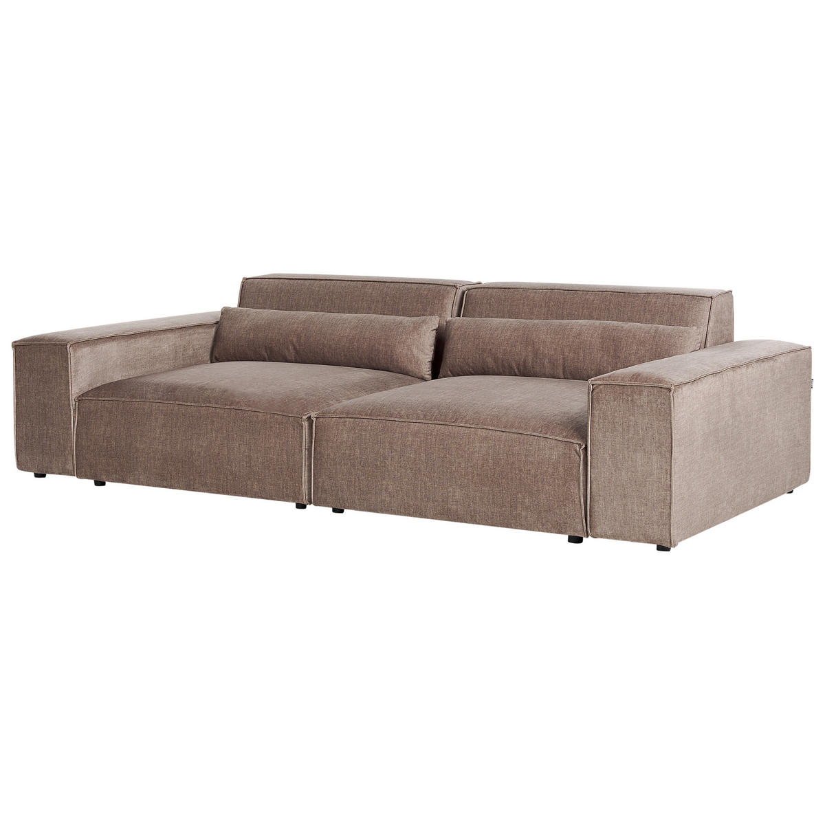2-SITZER-SOFA hellbraun mit Ottomane Hellnar - Braun, Textil (262/70/126cm) - Beliani
