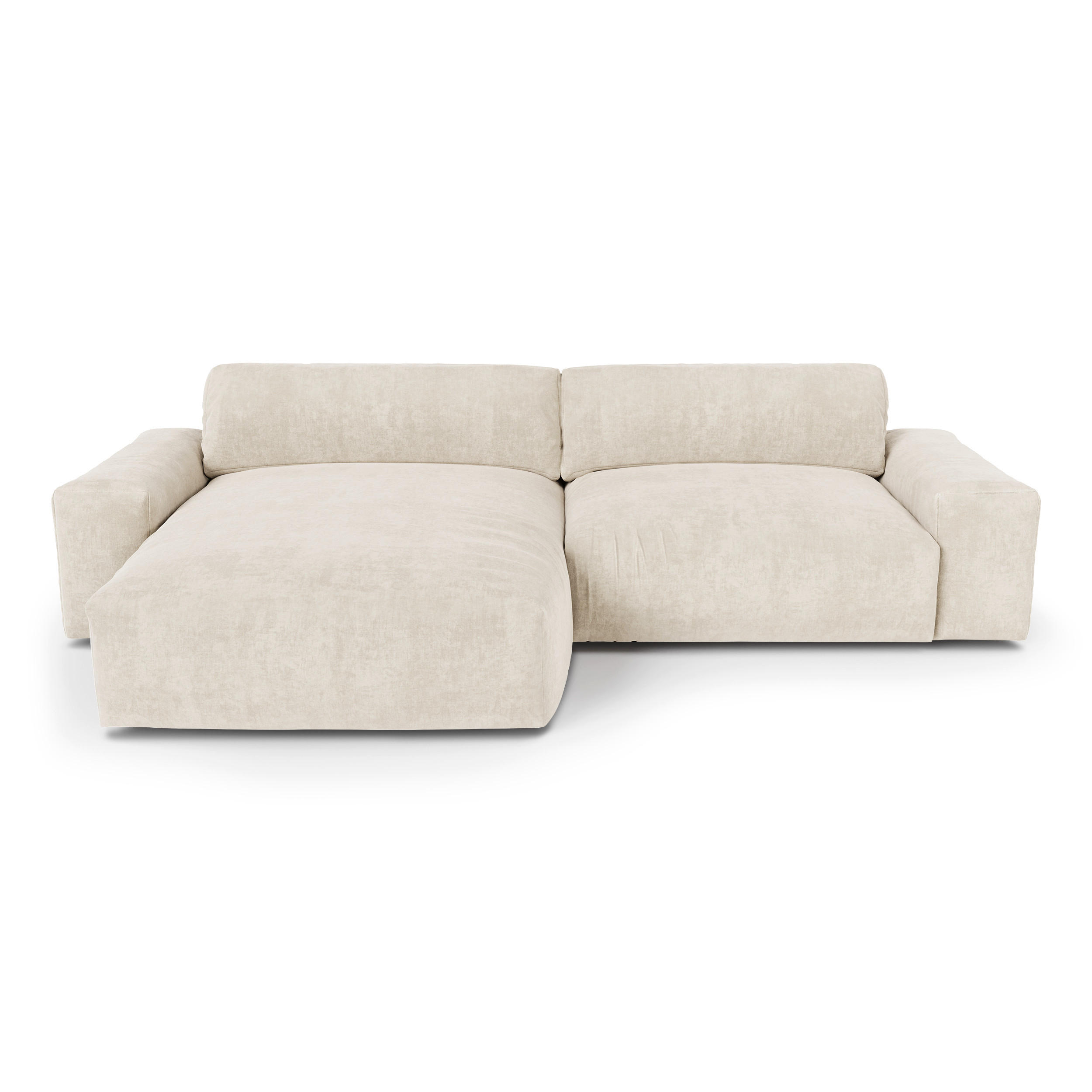ECKSOFA LINKS Samt Creme 310cm - Creme, Textil (174/310cm) - Sia Home