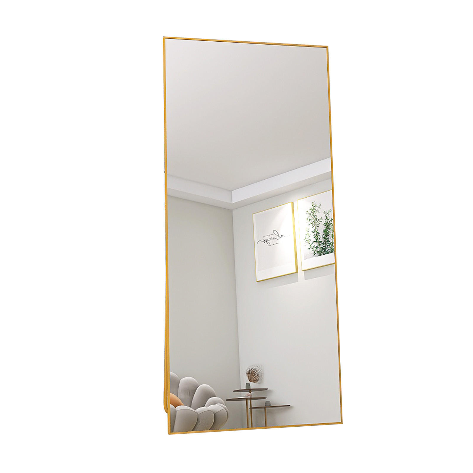 GANZKÖRPERSPIEGEL 80x180 cm, rechteckiger Aluminiumrahmen in Gold, ideal für Schlaf- & Wohnzimmer - Goldfarben, Metall (80/3/180cm) - BRILVERDE