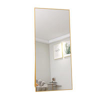 GANZKÖRPERSPIEGEL 80x180 cm, rechteckiger Aluminiumrahmen in Gold, ideal für Schlaf- & Wohnzimmer - Goldfarben, Metall (80/3/180cm) - BRILVERDE