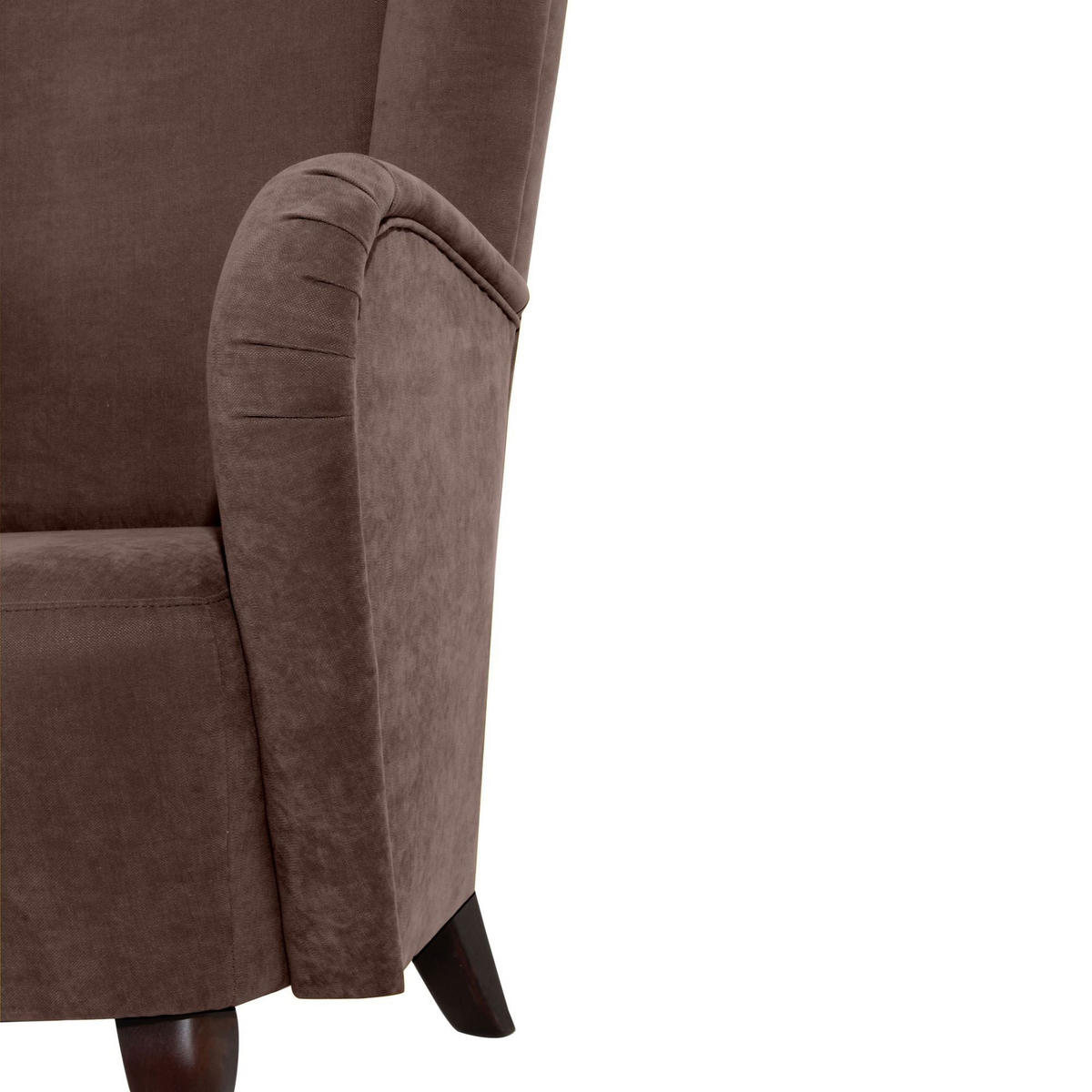 HOCHLEHNSESSEL Kailey Bezug Velourstoff Buche nussbaum dunkel / braun - Braun, Kunststoff (96/122/89cm) - 58aufmkessel