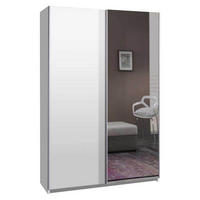 SCHIEBETÜRENSCHRANK - Kleiderschrank Madison mit Spiegel - Weiß - Weiß, Holzwerkstoff (135/211/50cm) - Möblo
