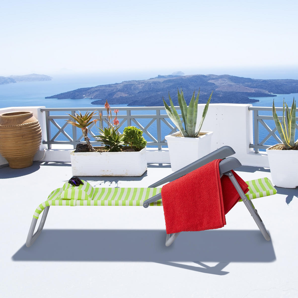 KLAPPLIEGESTUHL - Multicolor, Kunststoff/Textil (59/78/85cm) - Relaxdays