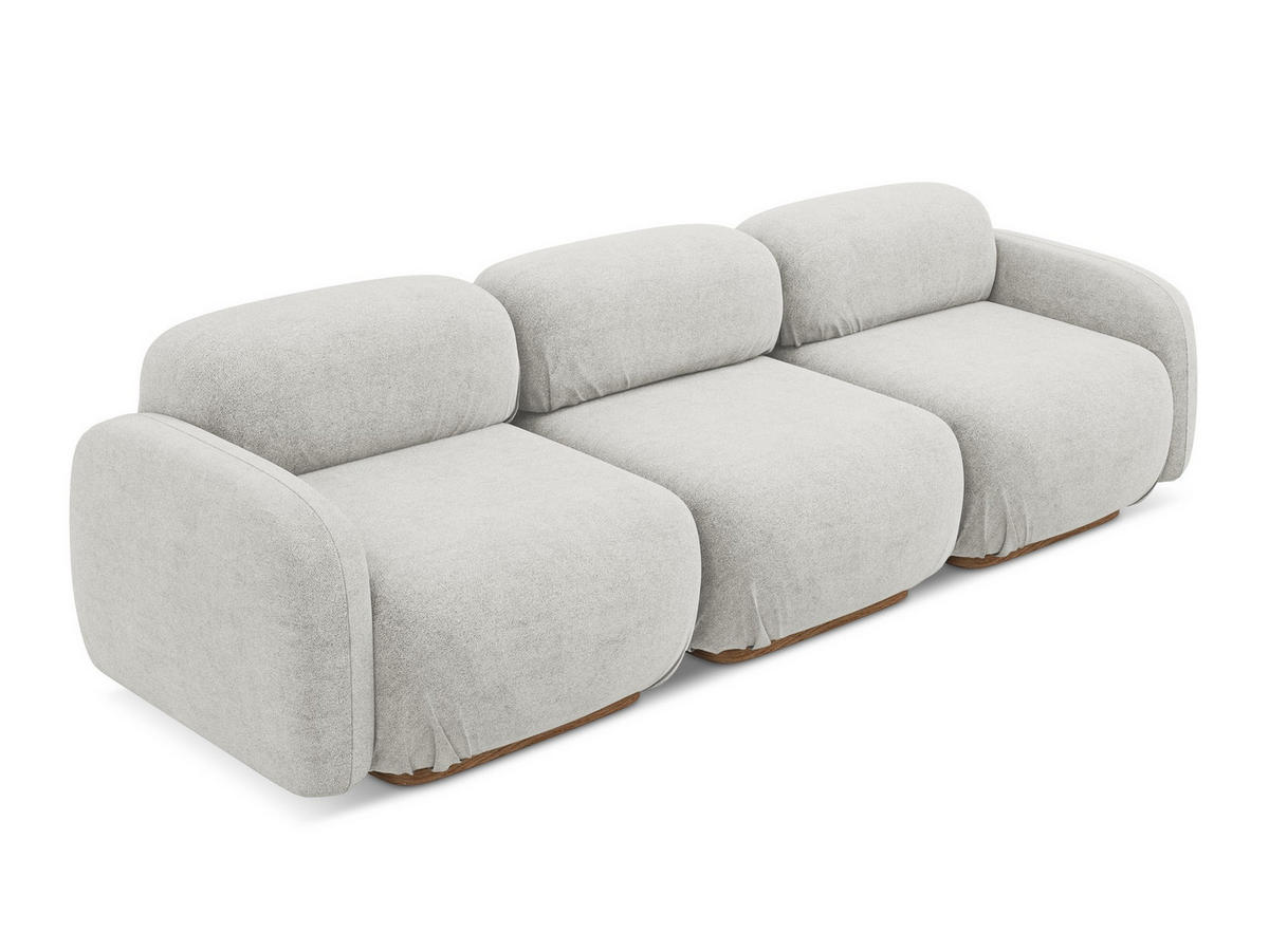 4-SITZER-SOFA Bouclé Stoff Grau - Silberfarben/Braun, Holz/Textil (270/73/95cm) - Makamii