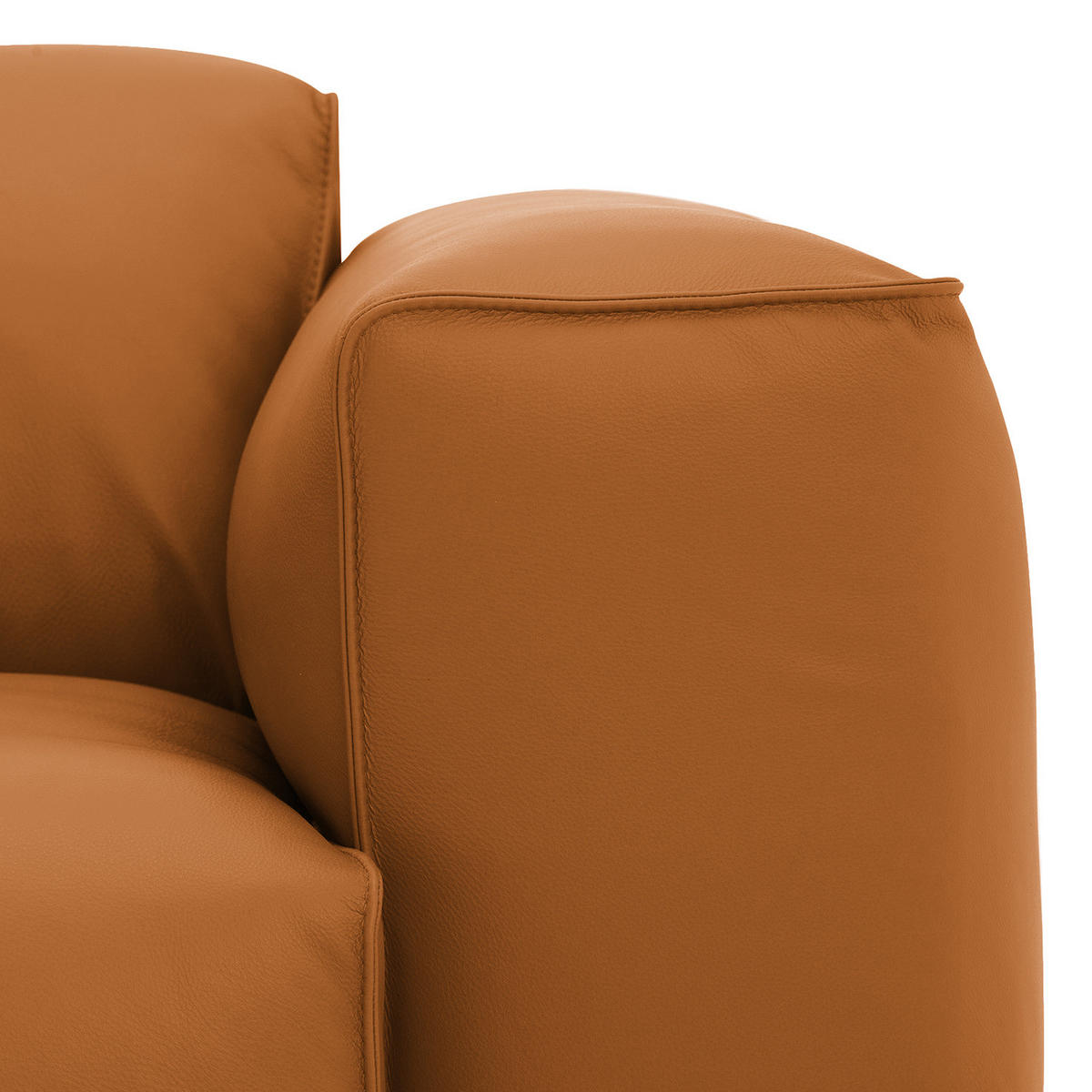 ECKSOFA mit Chaiselongue - Cognac/Schwarz, Leder/Kunststoff (290/173cm) - home24