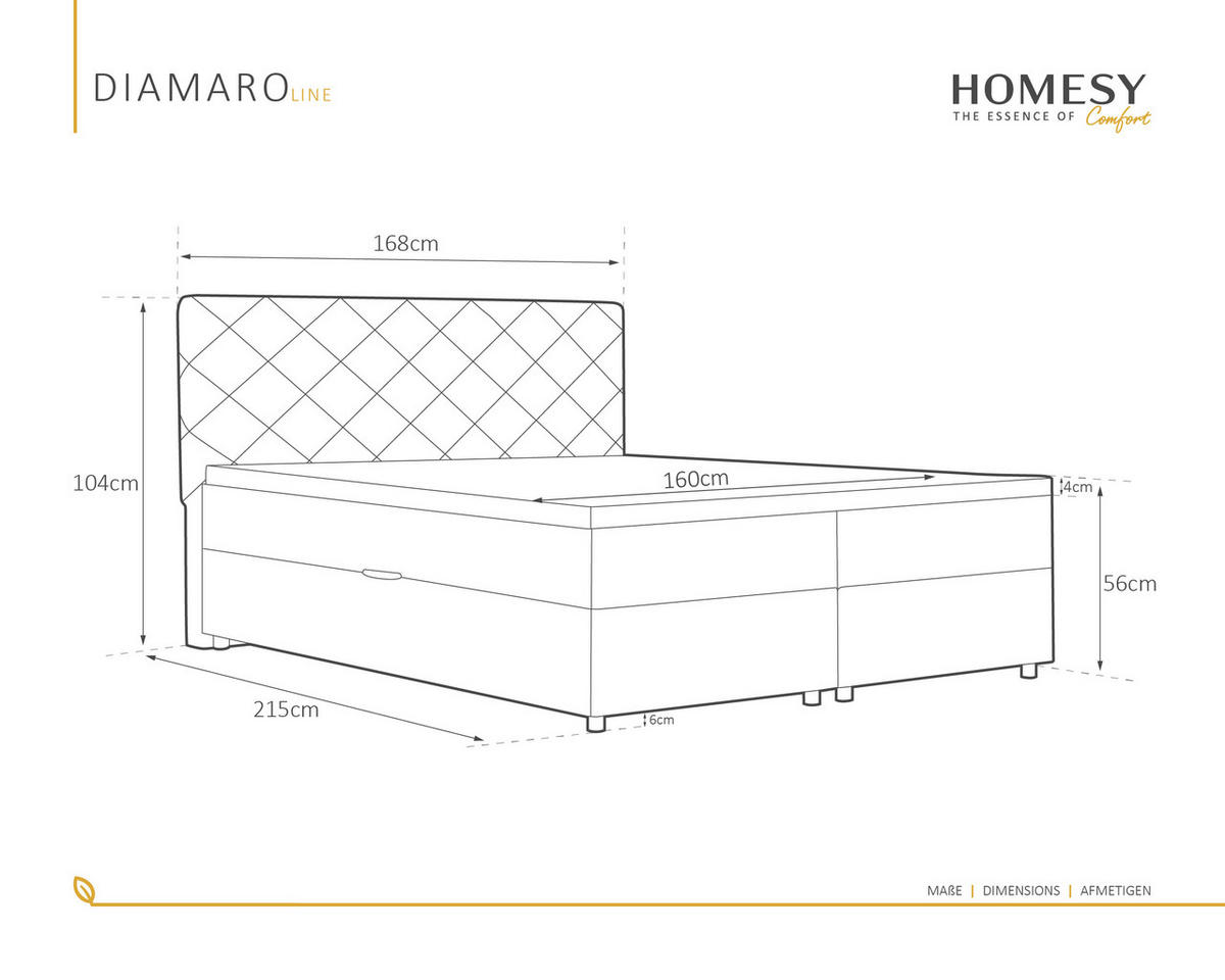 BOXBETT Diamaro 160x200 cm mit Bettkasten und Topper - Dunkelgrau - Grau, Holz (160/200cm) - Homesy