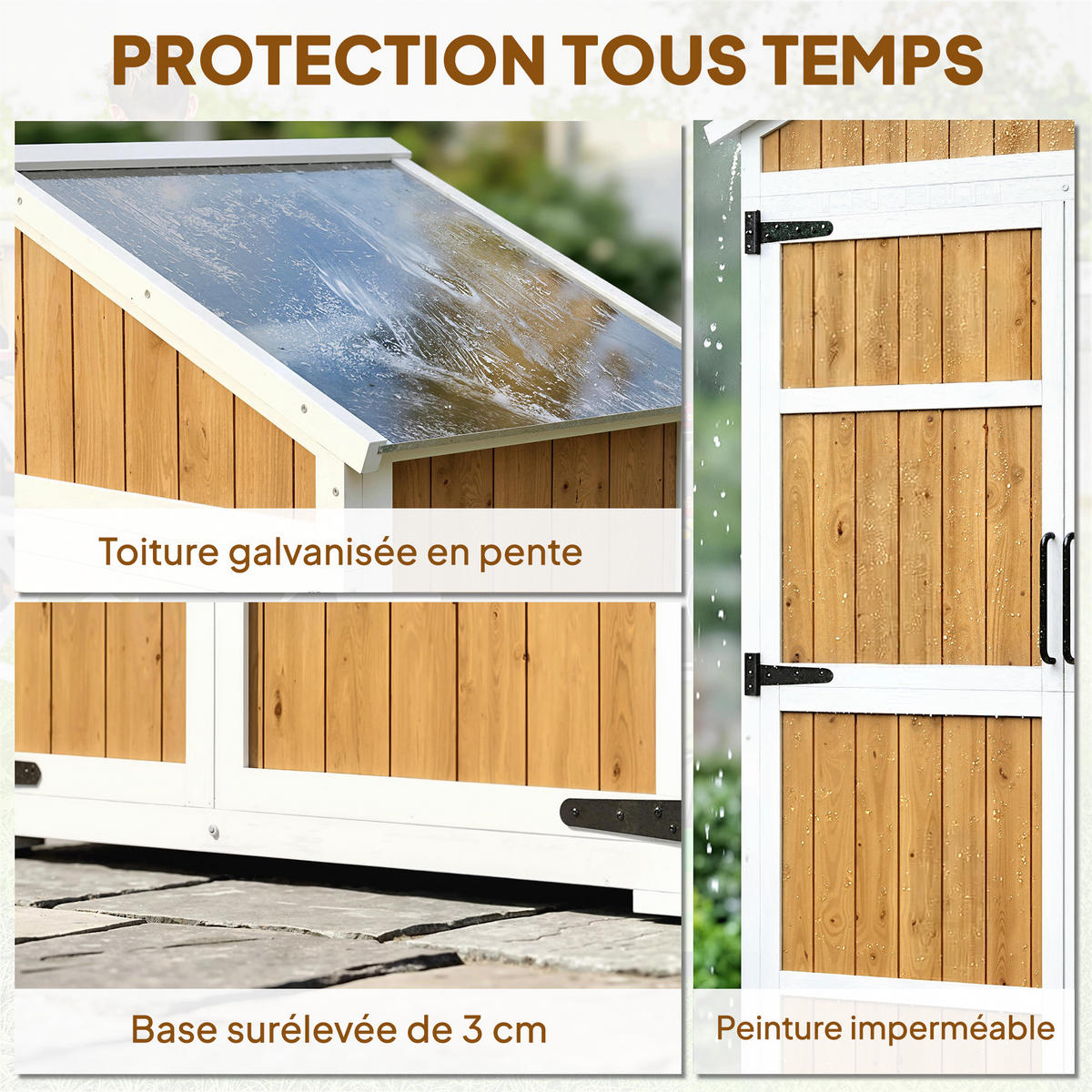 GERÄTESCHUPPEN DE-17624 4 abnehmbare Böden mit Metalldach Naturholz - Naturfarben, Holz (105/179/55cm) - ComfortXL