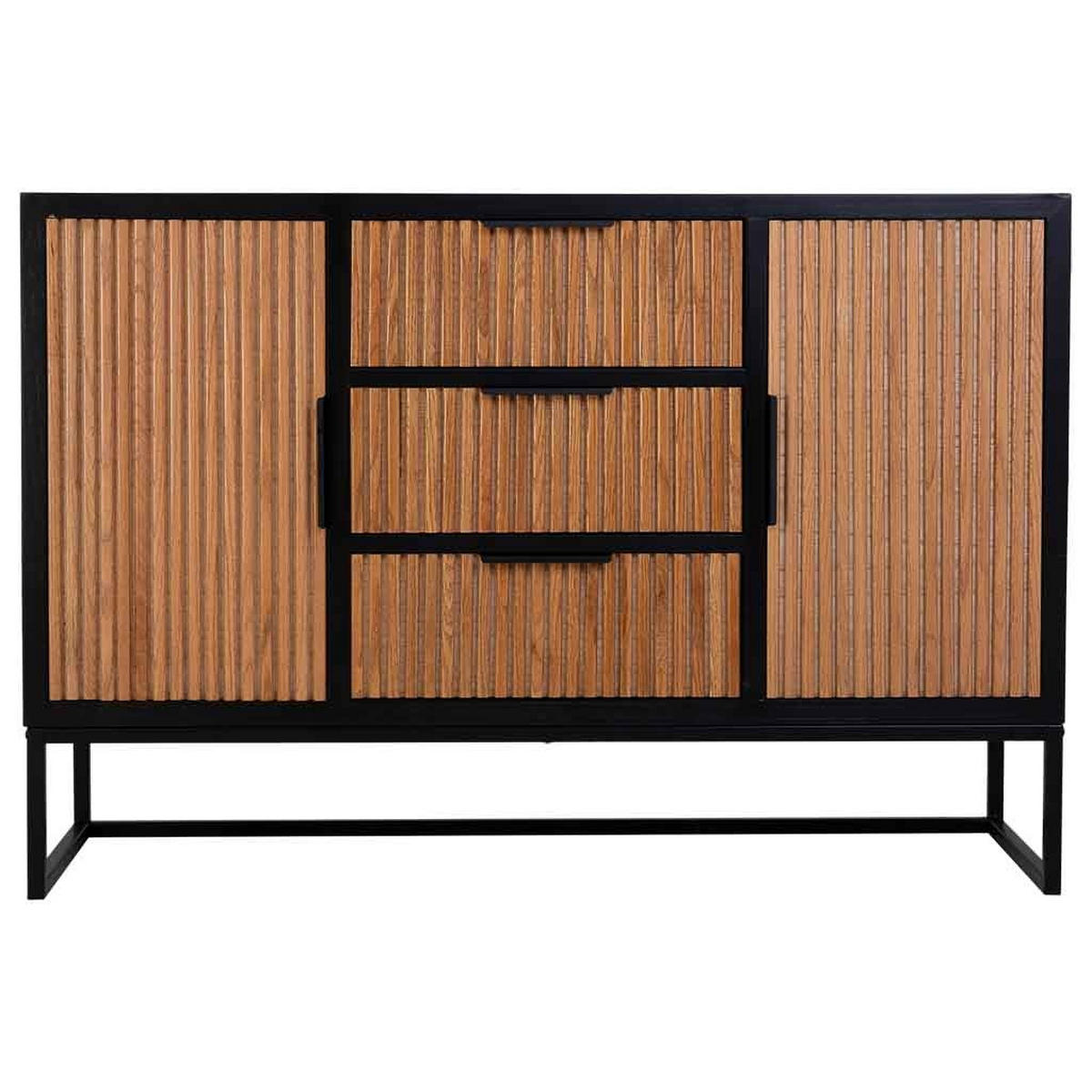 SIDEBOARD mit 3 schubladen und 2 türen aus holz und metall 120x40x81 cm - Braun, Holz (120/81/40cm) - Wanderlust