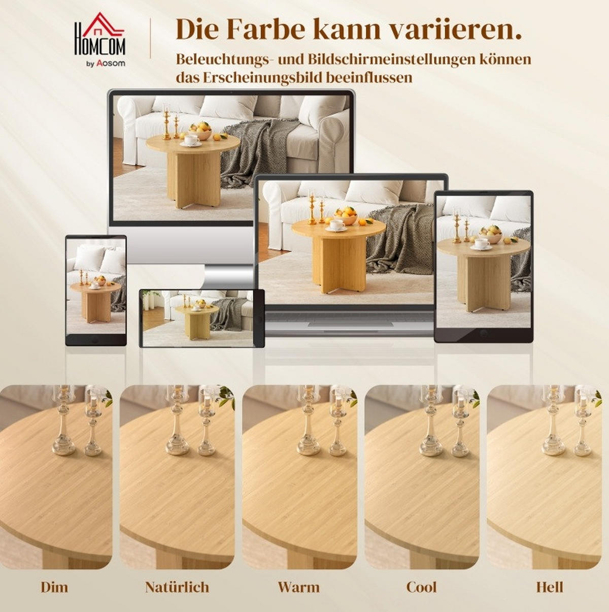 COUCHTISCH 66/66/45 cm mit Kreuzgestell und verstellbaren Füßen, Bambus, Natur - Naturfarben, Naturmaterialien (66/66/45cm) - Redom
