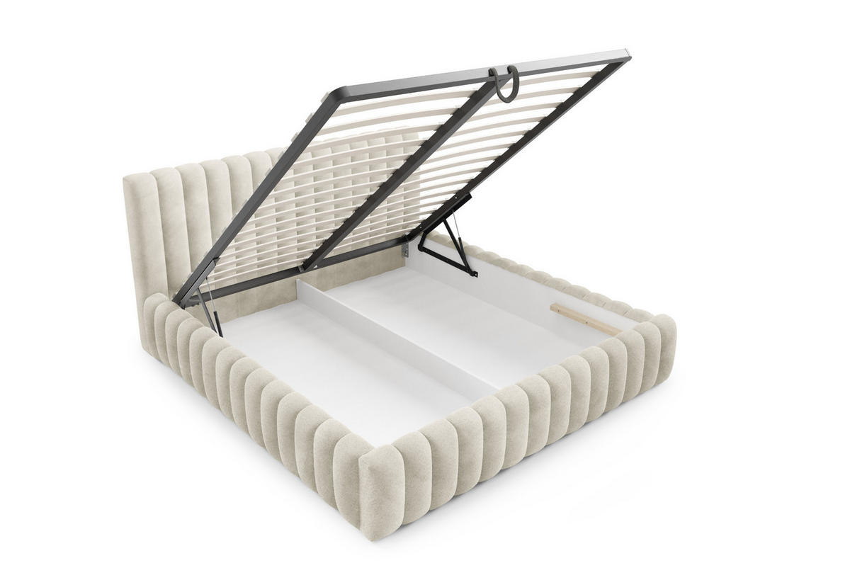 POLSTERBETT mit Stauraum Bouclé 200x200 cm in Creme - Creme, Textil (200/200cm) - Home Collective