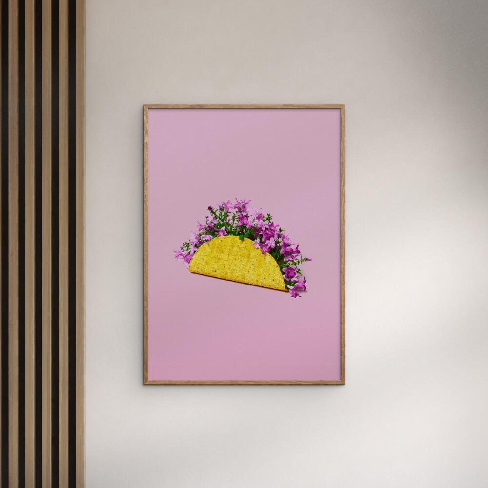 POSTER Supermercat - Flower taco - Pink, Papier (30/40/0.1cm) - Poster&Frame