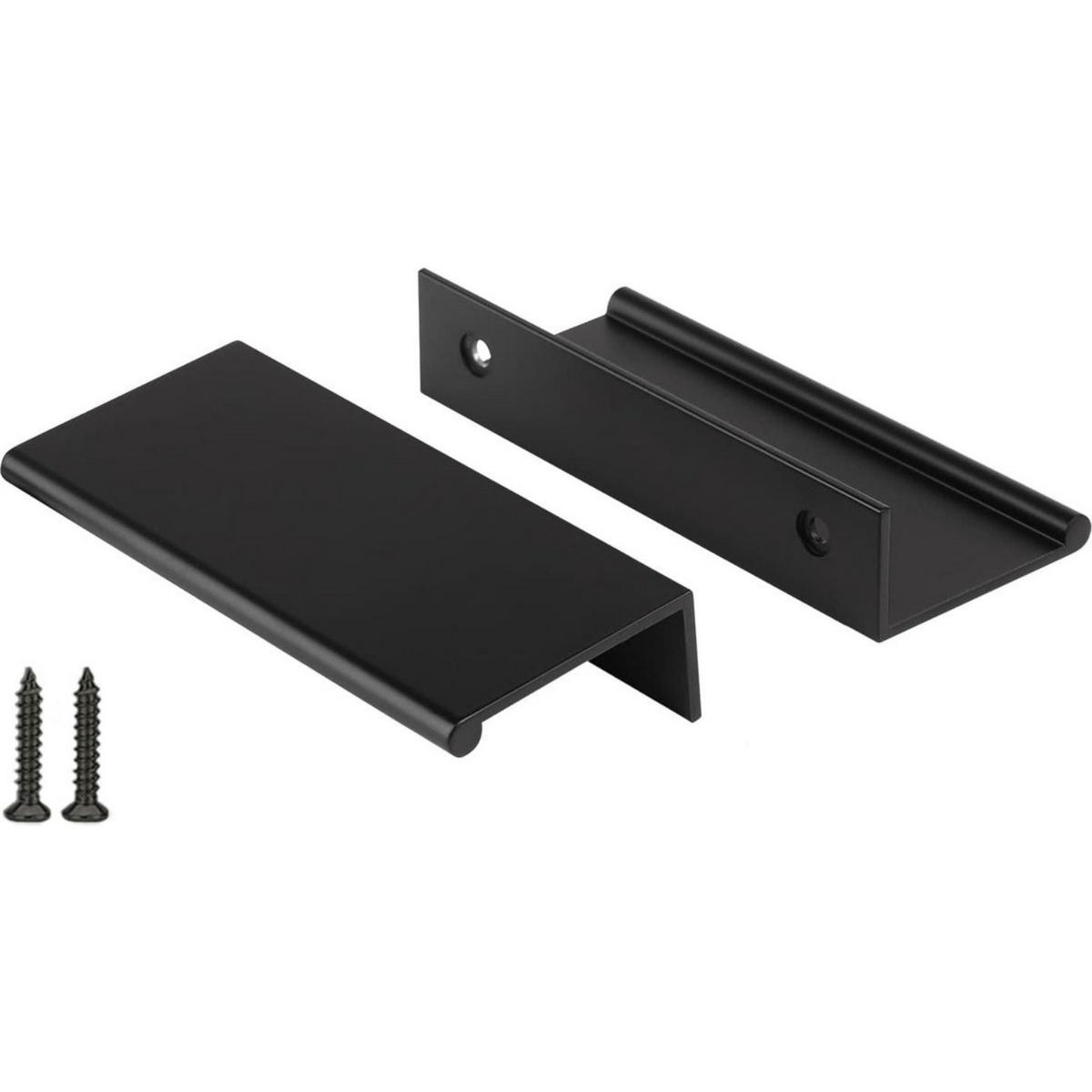 ALUGRIFF 12er-Set Schwarz ~12,8 x 1,6 x 3,5 cm Lochabstand 64 mm mit Schrauben - Schwarz, Metall (1.6/3.5/12.8cm) - MCBOSON