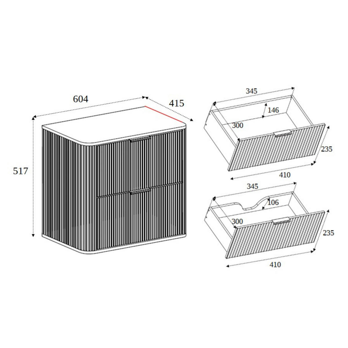 BADEZIMMERSCHRANK, Gold Craft Eiche + Goldener Griff, 41,5 x 60 x 51,7 cm - Goldfarben/Braun, Holzwerkstoff/Kunststoff (60/51.7/41.5cm) - 3XE LIVING