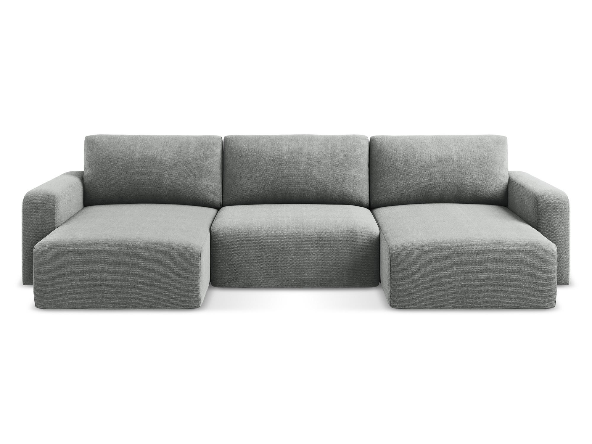 WOHNLANDSCHAFT Chenille Stoff Grau - Blau/Schwarz, Kunststoff/Textil (332/79/149cm) - Makamii