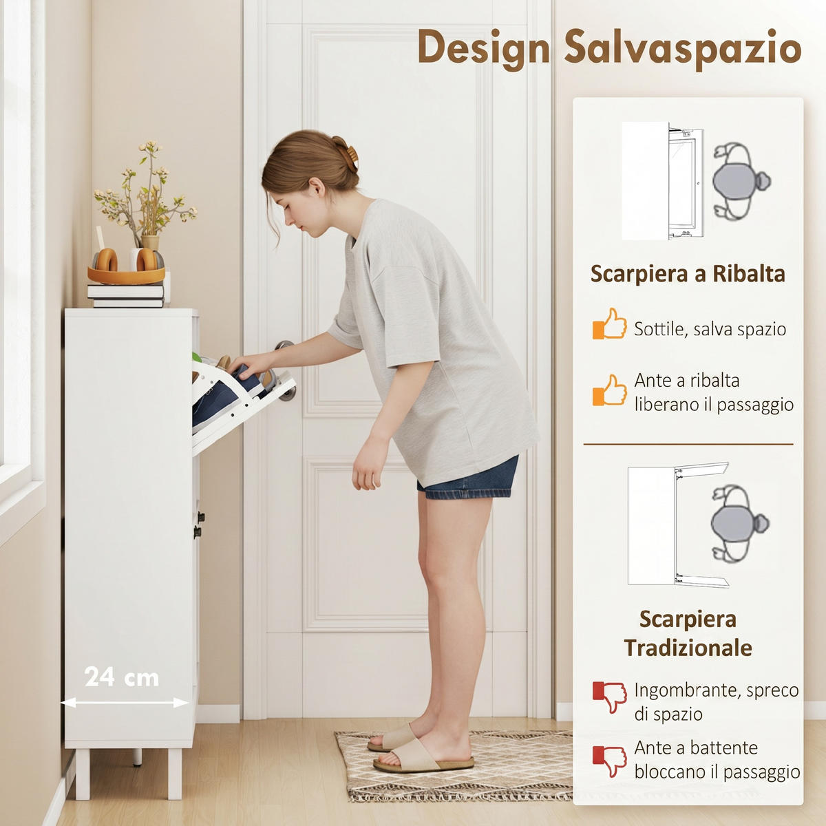 SCHUHSCHRANK,4 Klappschubladen verstellbare Böden,weiß - Weiß, Holzwerkstoff (99.5/93.3/24cm) - Vallsero