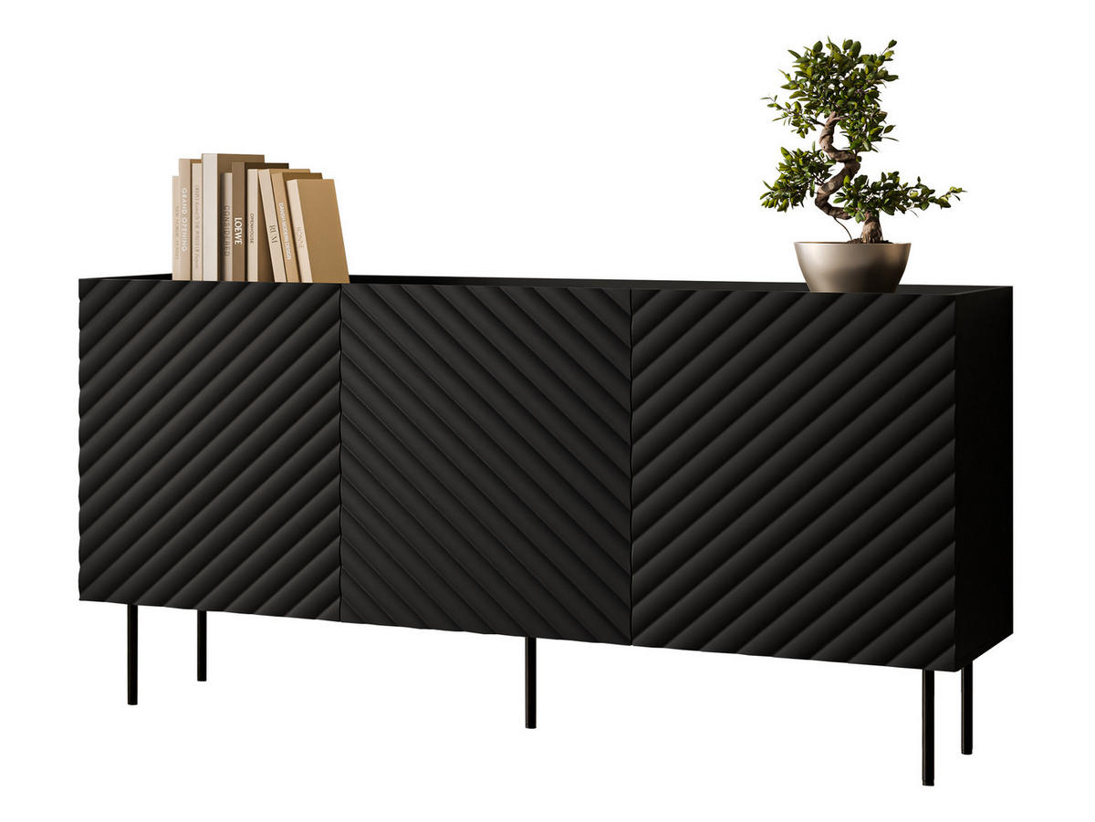 SIDEBOARD Lucca 165 3D - Schwarz, Holz/Holzwerkstoff (166/80/40cm) - MIRJAN24