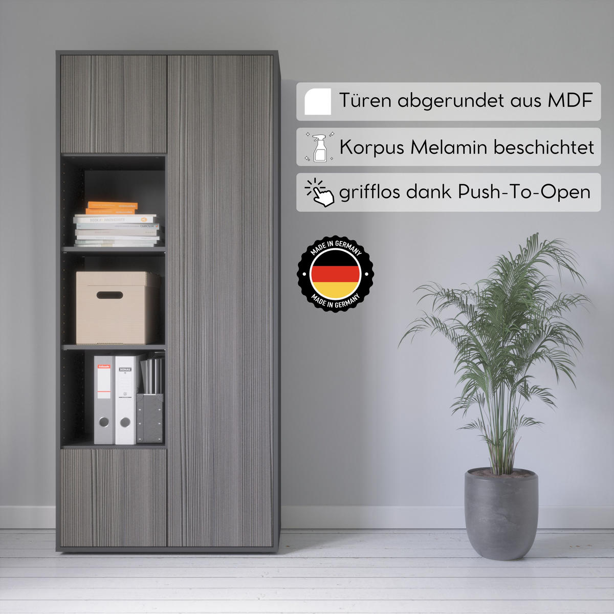 AKTENSCHRANK Amira T30 Avola Anthrazit 180/80/40 cm - Anthrazit, Holzwerkstoff (80/180/40cm) - SIMPLYFURN