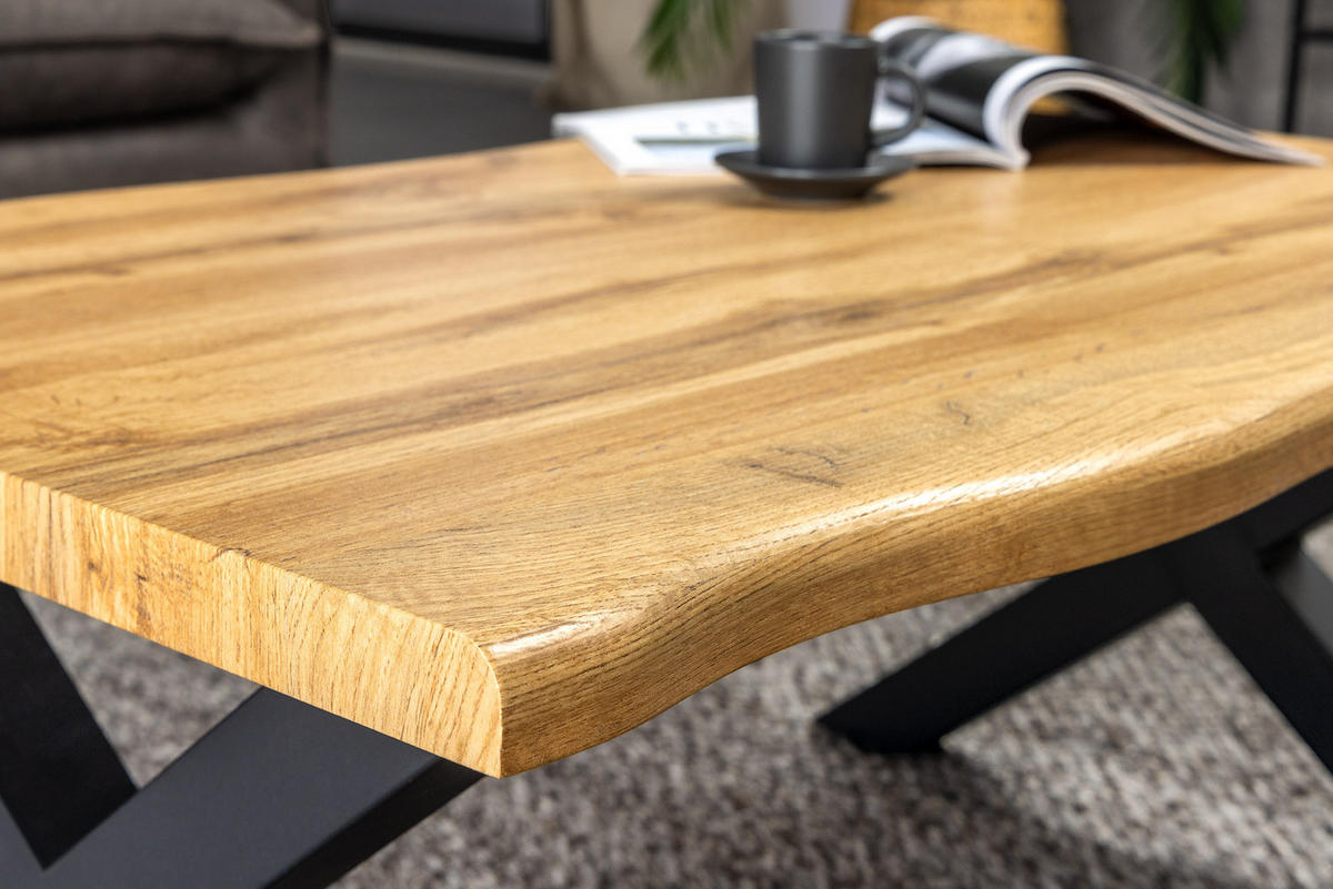 COUCHTISCH WILD Wildeiche rechteckig Braun|Schwarz 90cm - Schwarz/Braun, Holz/Metall (60/90/39cm) - riess-ambiente