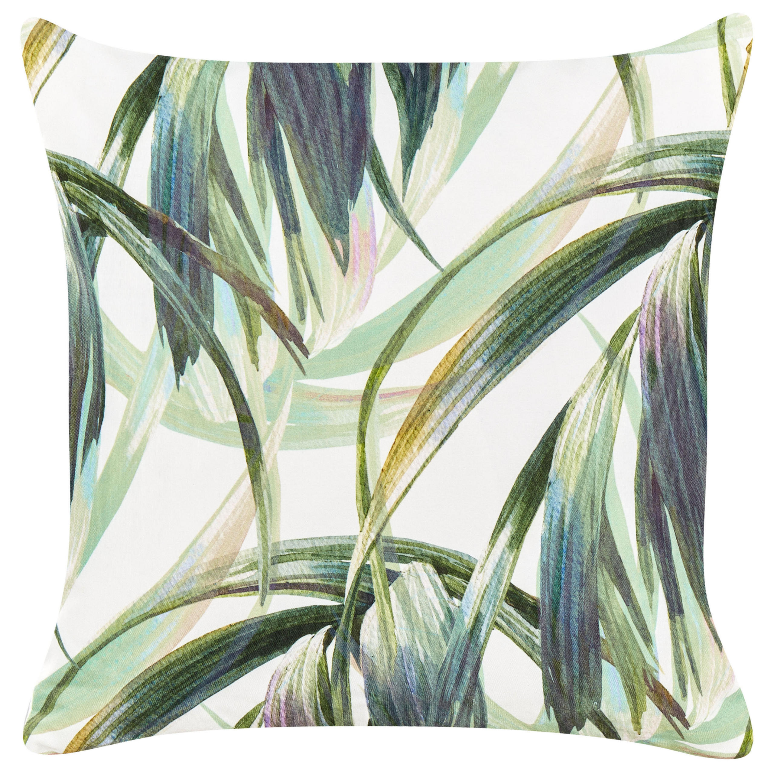 GARTENKISSEN 2er-Set Blattmotiv grün/weiß 45/45 cm Calderina - Grün, Textil (45/45cm) - Beliani