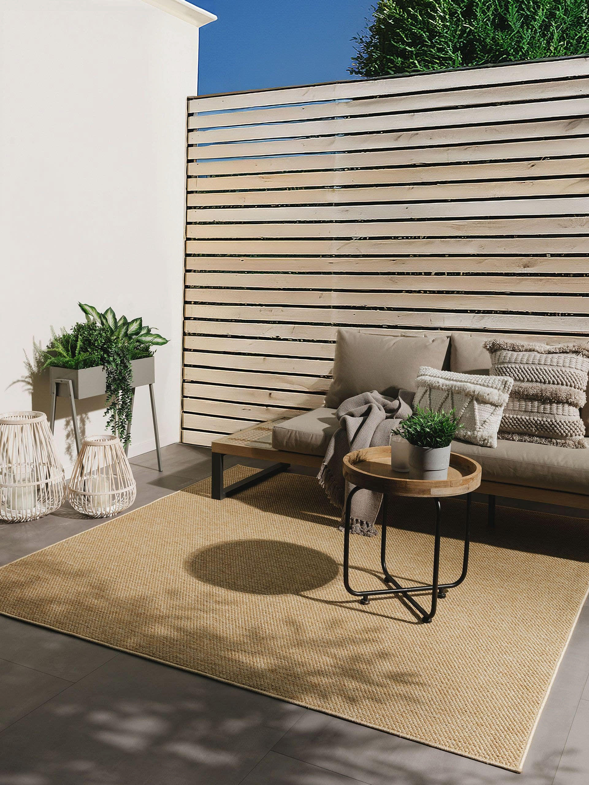 OUTDOORTEPPICH Iowa Beige 195x195 cm - Beige, Kunststoff (195/195cm) - benuta